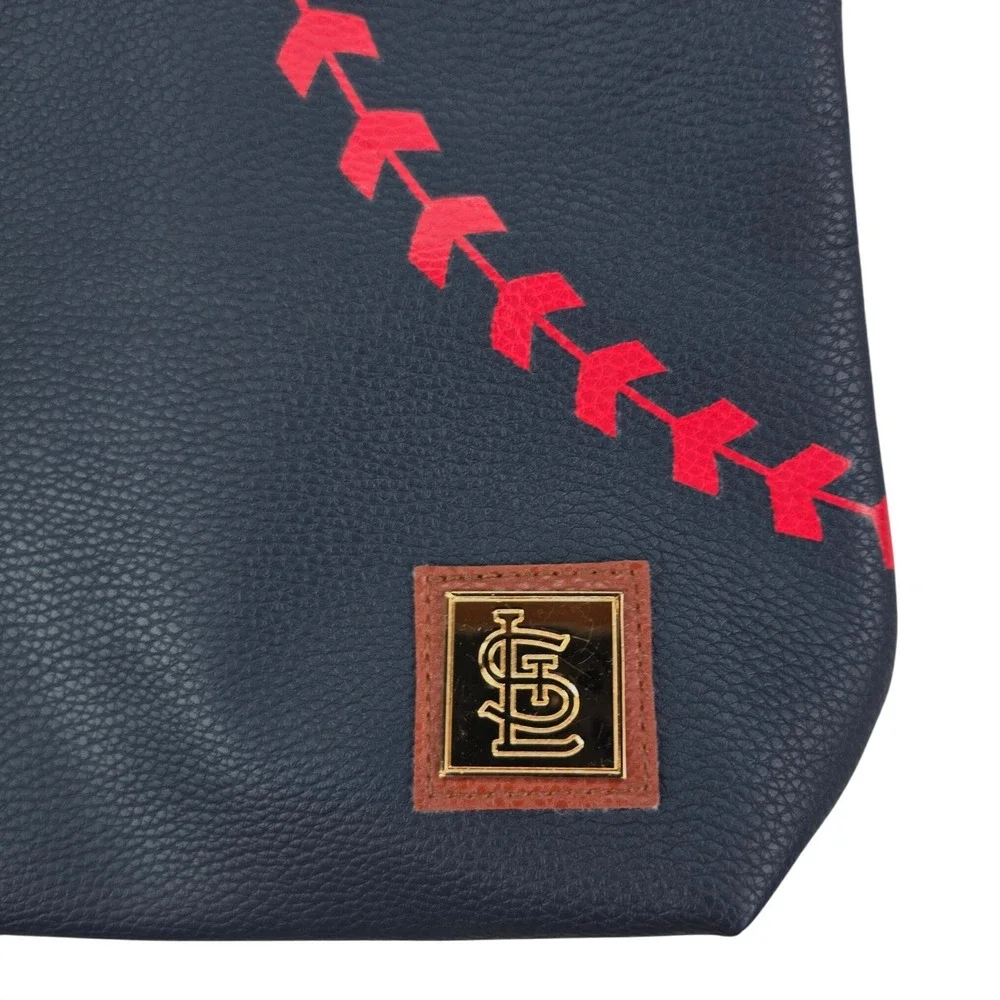 St. Louis Cardinals Crossbody Bag Womens Navy Red Baseball Stitch Gold Chain MLB
